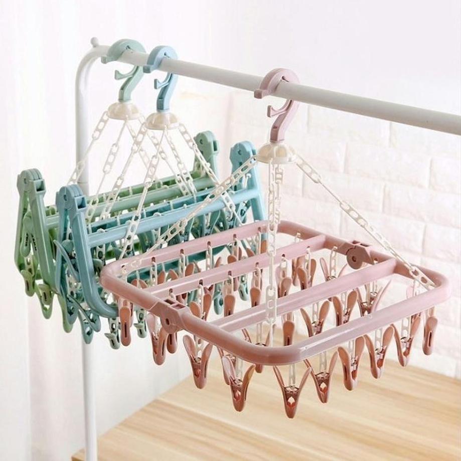 Baby Clothing Hanging Rack - 1 Pcs 32 Clips Ropa plegable