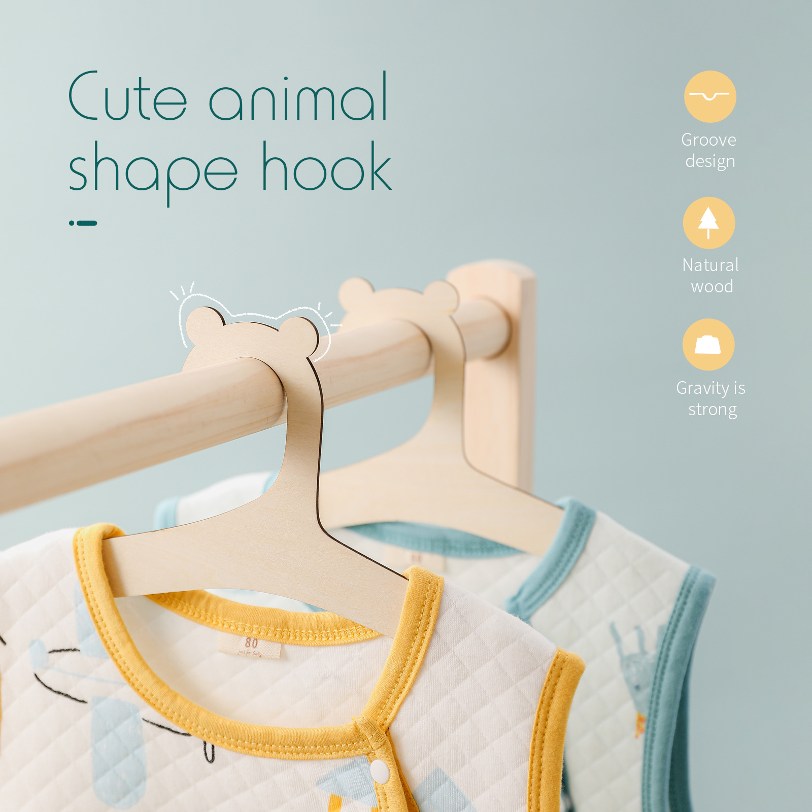 5/10 Uds. Perchas de madera pa - Baby Clothing Hanging Rack reseña y precio